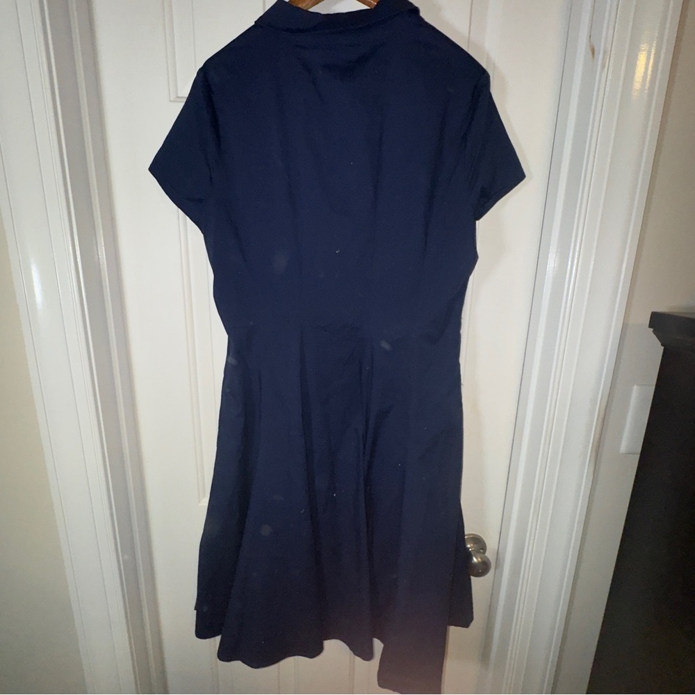 GAL MEETS GLAM Molly Collared Button Down Midi Shirtdress. Size12. Navy Blue. - Picture 5 of 8